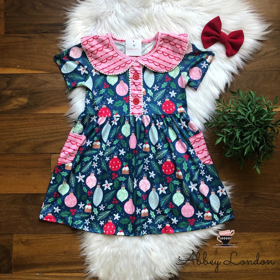 A Pink Christmas Pocket Dress by Wellie Kate