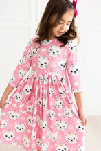 Load image into Gallery viewer, Unicorn Kitties 3/4 Sleeve Pocket Twirl Dress by Mila &amp; Rose
