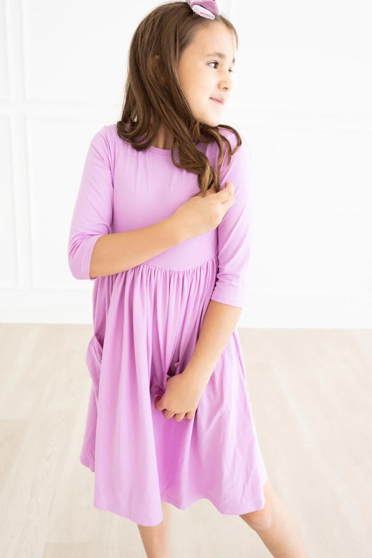 Bright Lilac Pocket Twirl Dress by Mila & Rose