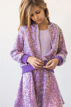 Load image into Gallery viewer, Purple Sequin Twirl Skirt by Mila &amp; Rose
