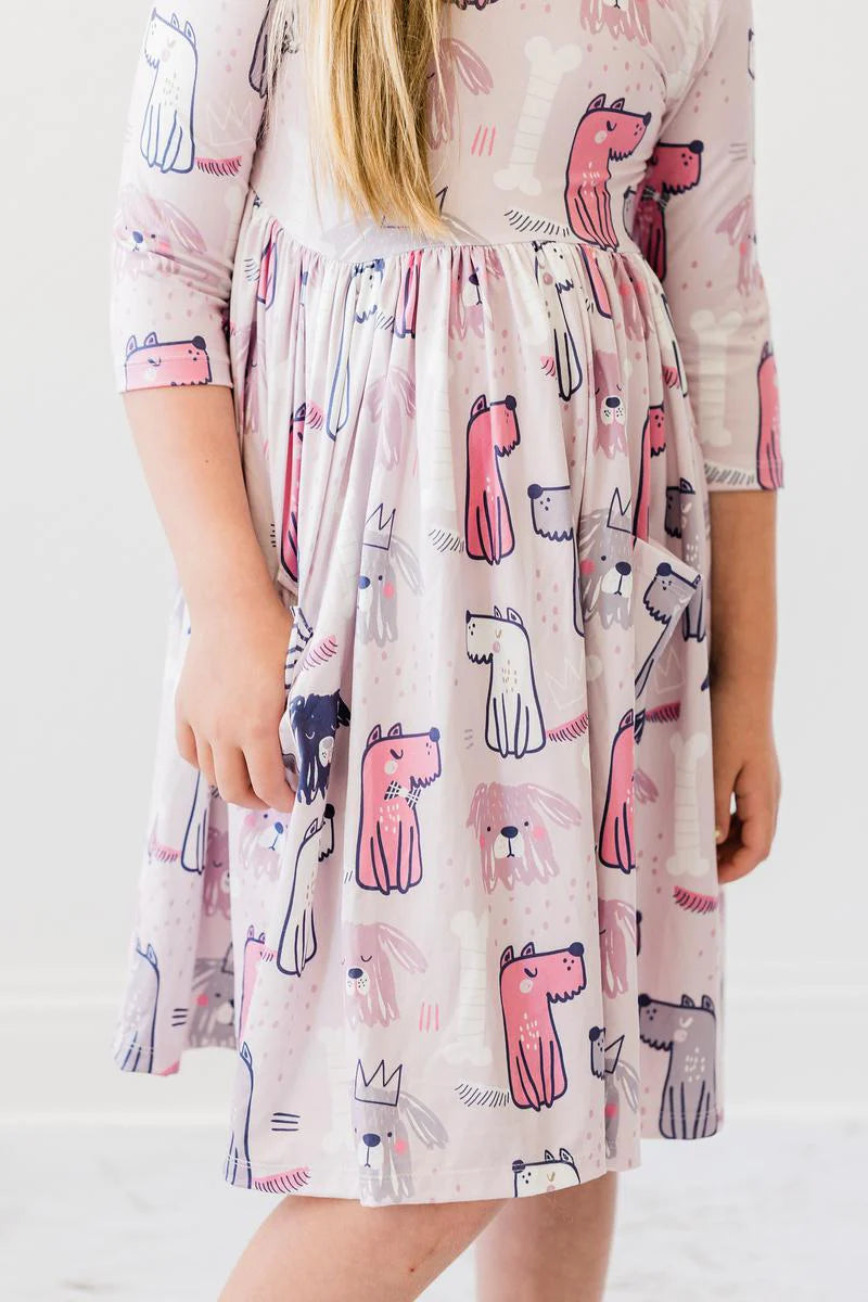 Puppy Party Pocket Twirl Dress by Mila & Rose