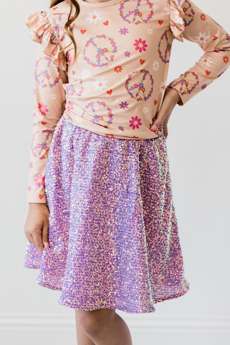 Purple Sequin Twirl Skirt by Mila & Rose