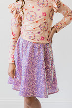 Load image into Gallery viewer, Purple Sequin Twirl Skirt by Mila &amp; Rose
