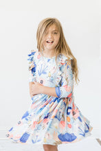 Load image into Gallery viewer, Blue Peony Ruffle Twirl Dress by Mila &amp; Rose
