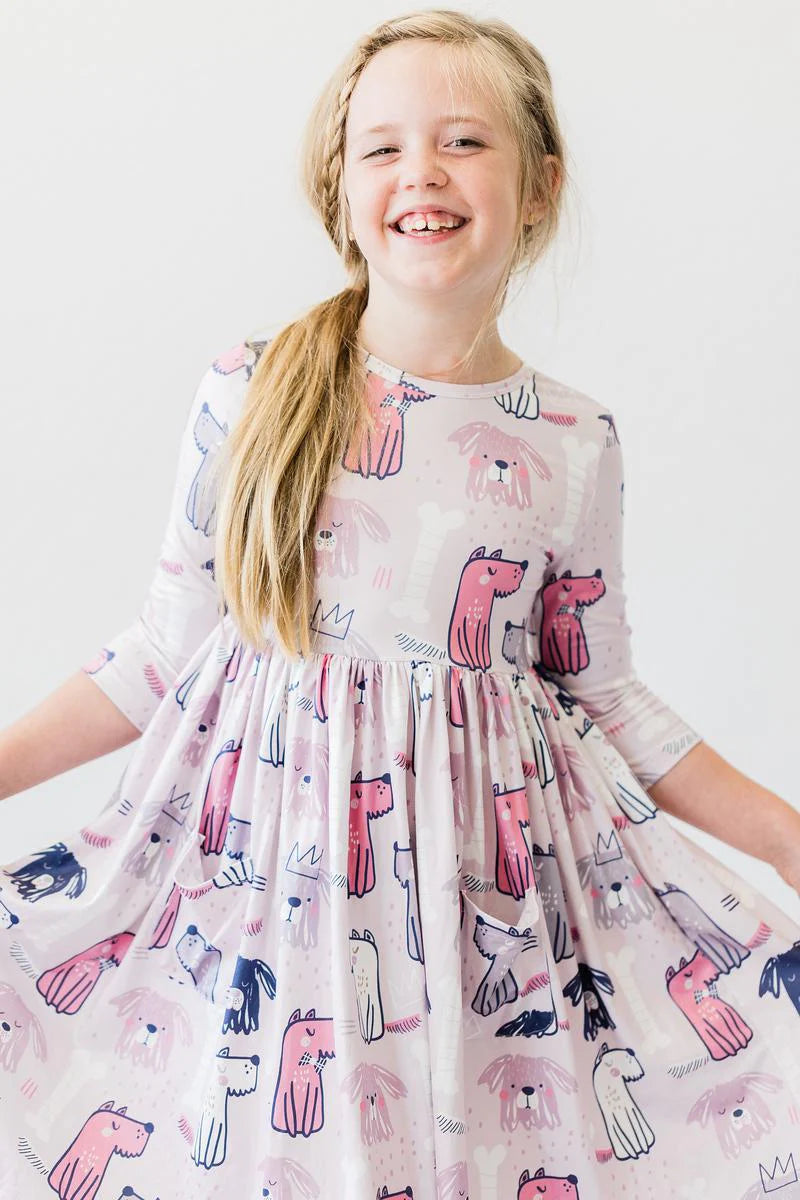 Puppy Party Pocket Twirl Dress by Mila & Rose