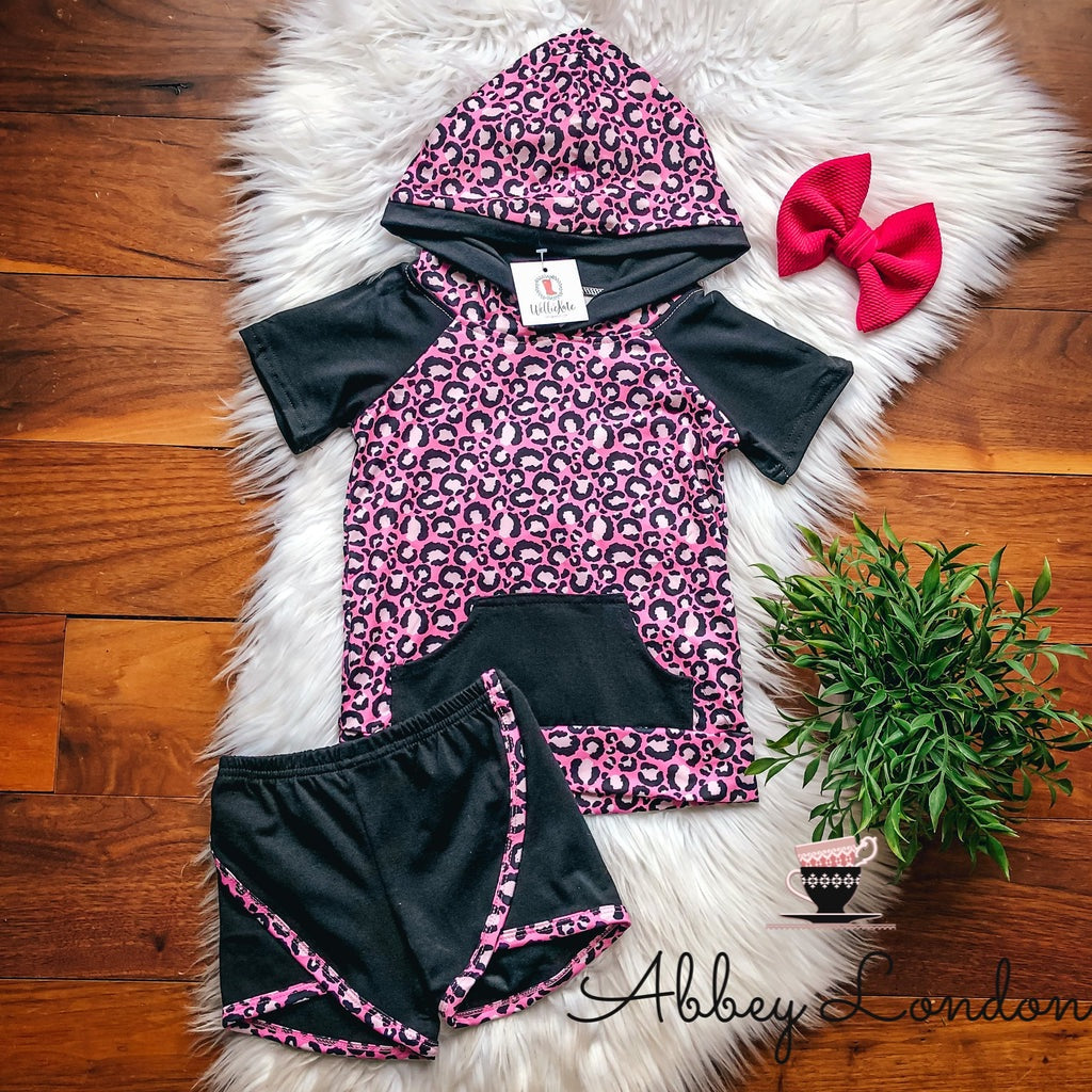 Pink Leopard Shorts Set by Wellie Kate