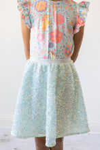 Load image into Gallery viewer, Aqua Sequin Twirl Skirt by Mila &amp; Rose
