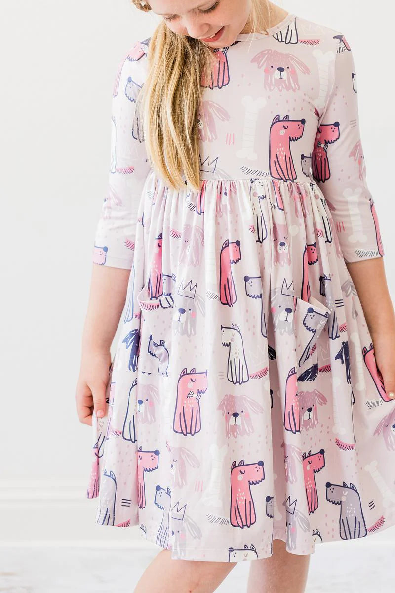 Puppy Party Pocket Twirl Dress by Mila & Rose