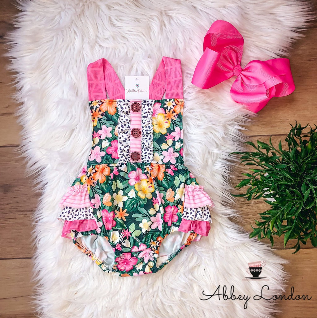 Island Blossoms Bubble Romper by Wellie Kate